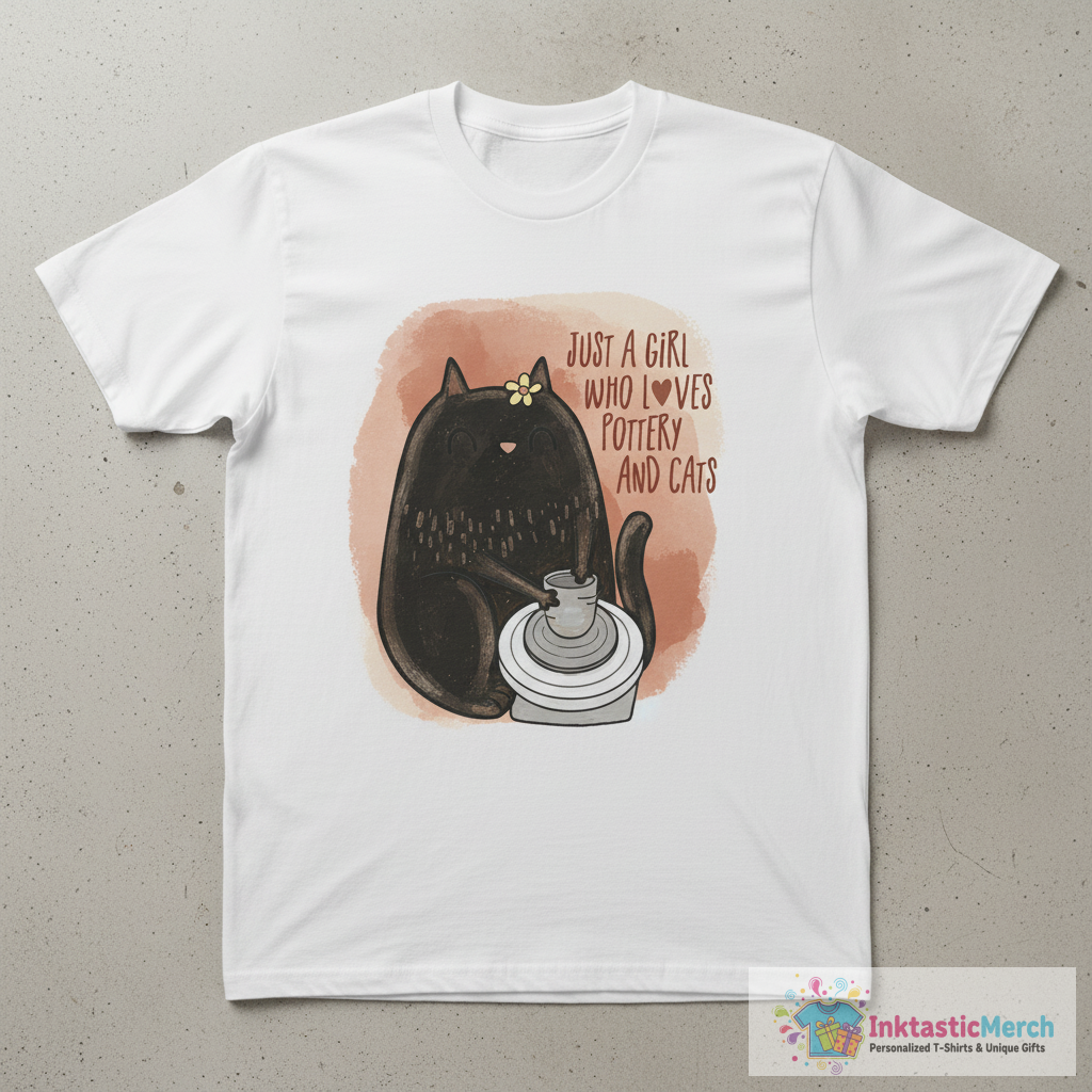 A girl who loves pottery and cats T-Shirt 1 A girl who loves pottery and cats T-Shirt