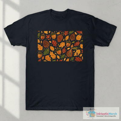 Acorns & Pinecones All-Over Pattern T-Shirt