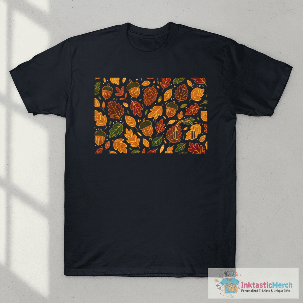 Acorns & Pinecones All-Over Pattern T-Shirt 1 Acorns & Pinecones All-Over Pattern T-Shirt