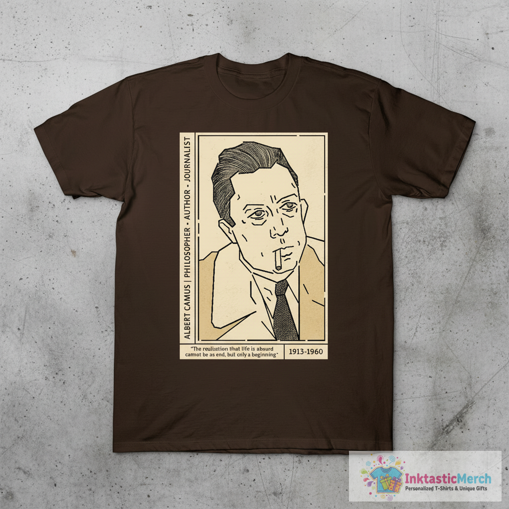 Albert Camus Literary Giant T-Shirt 1 Albert Camus Literary Giant T-Shirt
