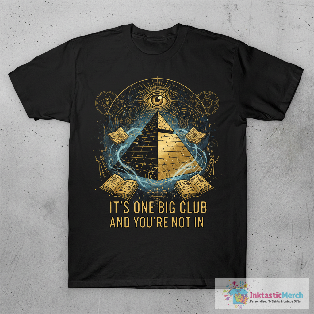 All-Seeing Eye Pyramid “It’s One Big Club and You’re Not In It” T-Shirt Design T-Shirt 1 All-Seeing Eye Pyramid “It’s One Big Club and You’re Not In It” T-Shirt Design T-Shirt