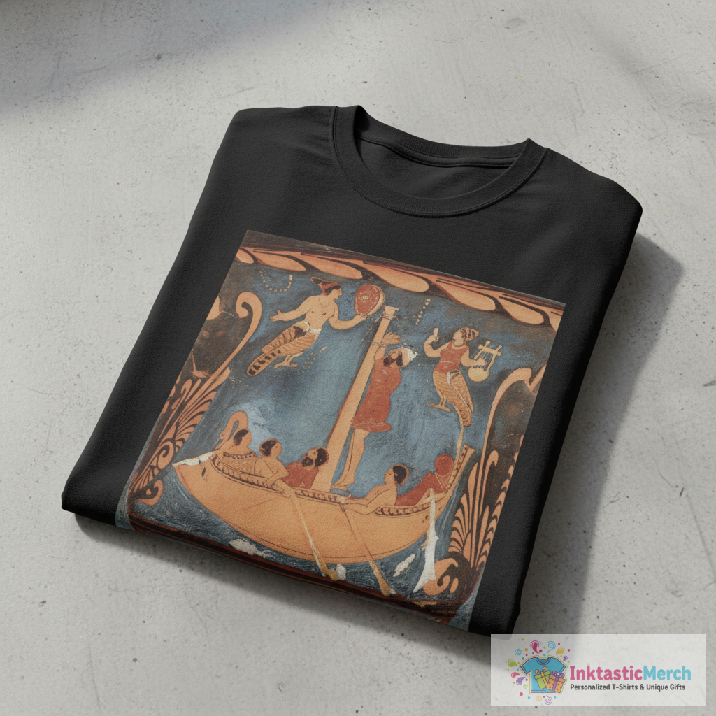 Ancient Greek Mythology Figure – Classic Pottery Art Style - Odysseus and the Siren Song T-Shirt 1 Ancient Greek Mythology Figure – Classic Pottery Art Style - Odysseus and the Siren Song T-Shirt