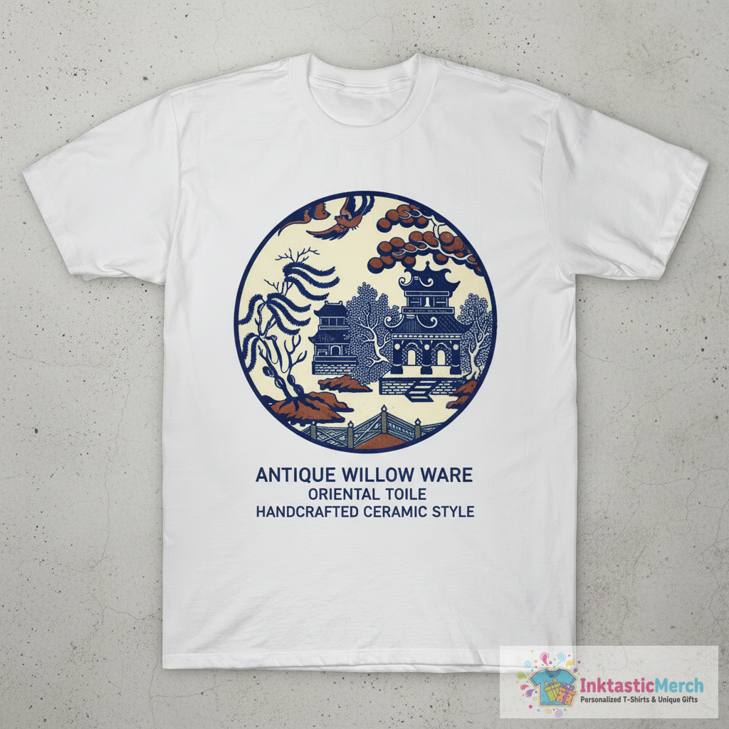 Antique willow ware oriental toile T-Shirt 1 Antique willow ware oriental toile T-Shirt