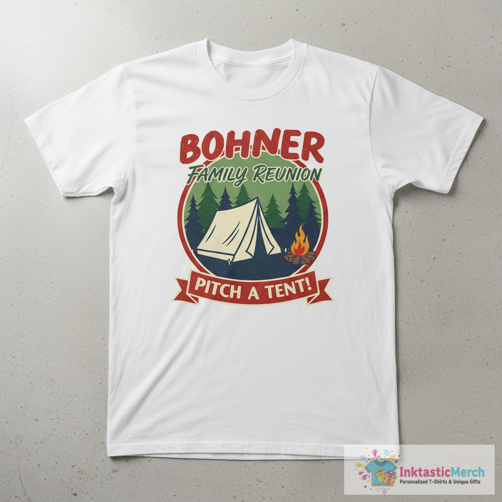 Bohner Family Reunion Pitch A Tent T-Shirt 1 Bohner Family Reunion Pitch A Tent T-Shirt