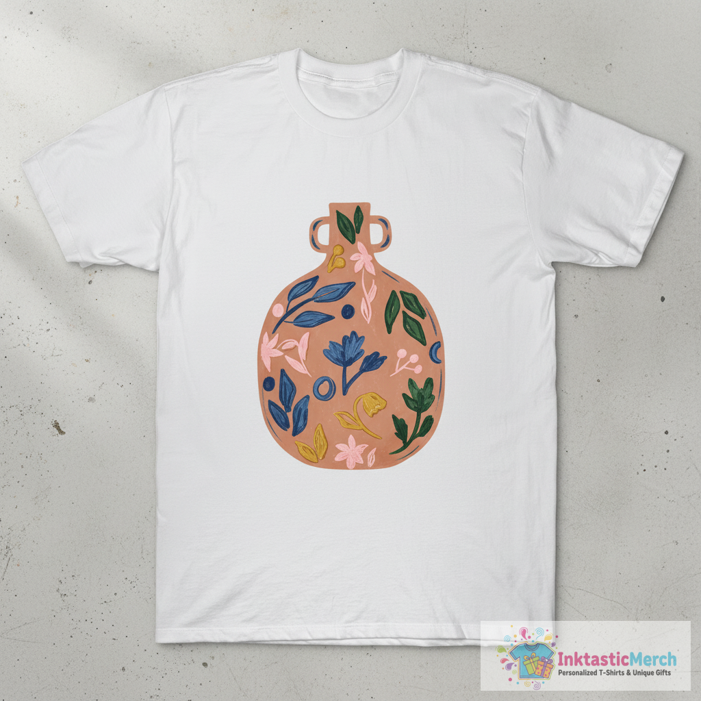Boho Floral Vase Modern Art Print T-Shirt 1 Boho Floral Vase Modern Art Print T-Shirt