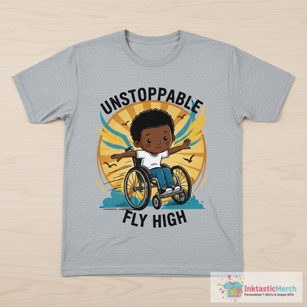 Boy In Wheelchair, African American Boy, Cute Boy T-Shirt 1 Boy In Wheelchair, African American Boy, Cute Boy T-Shirt