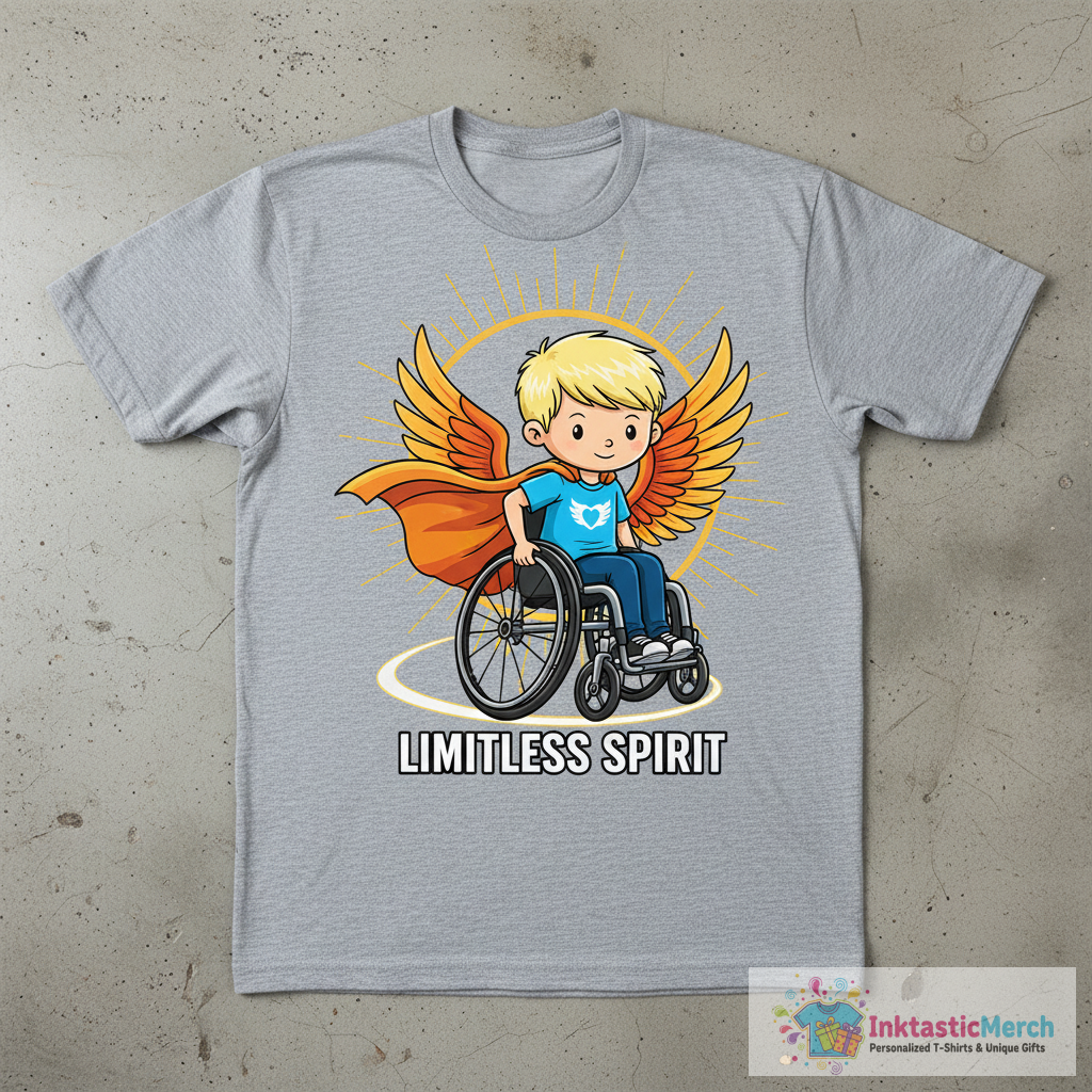 Boy In Wheelchair, Cute Boy, Blond Hair T-Shirt 1 Boy In Wheelchair, Cute Boy, Blond Hair T-Shirt