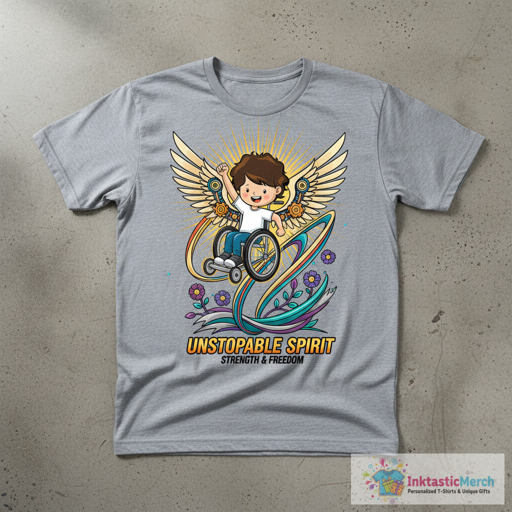 Boy In Wheelchair, Cute Boy, Brown Hair T-Shirt 1 Boy In Wheelchair, Cute Boy, Brown Hair T-Shirt