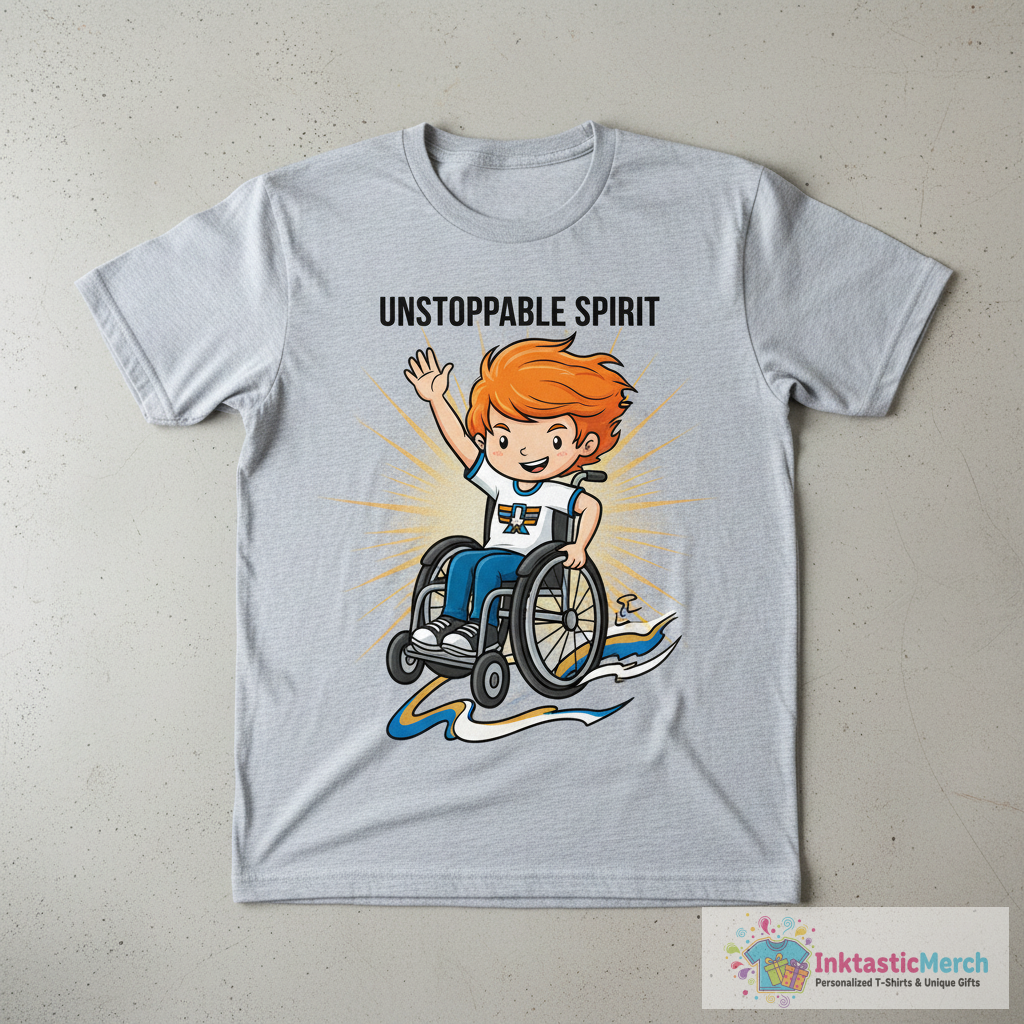 Boy In Wheelchair, Cute Boy, Orange Hair T-Shirt 1 Boy In Wheelchair, Cute Boy, Orange Hair T-Shirt