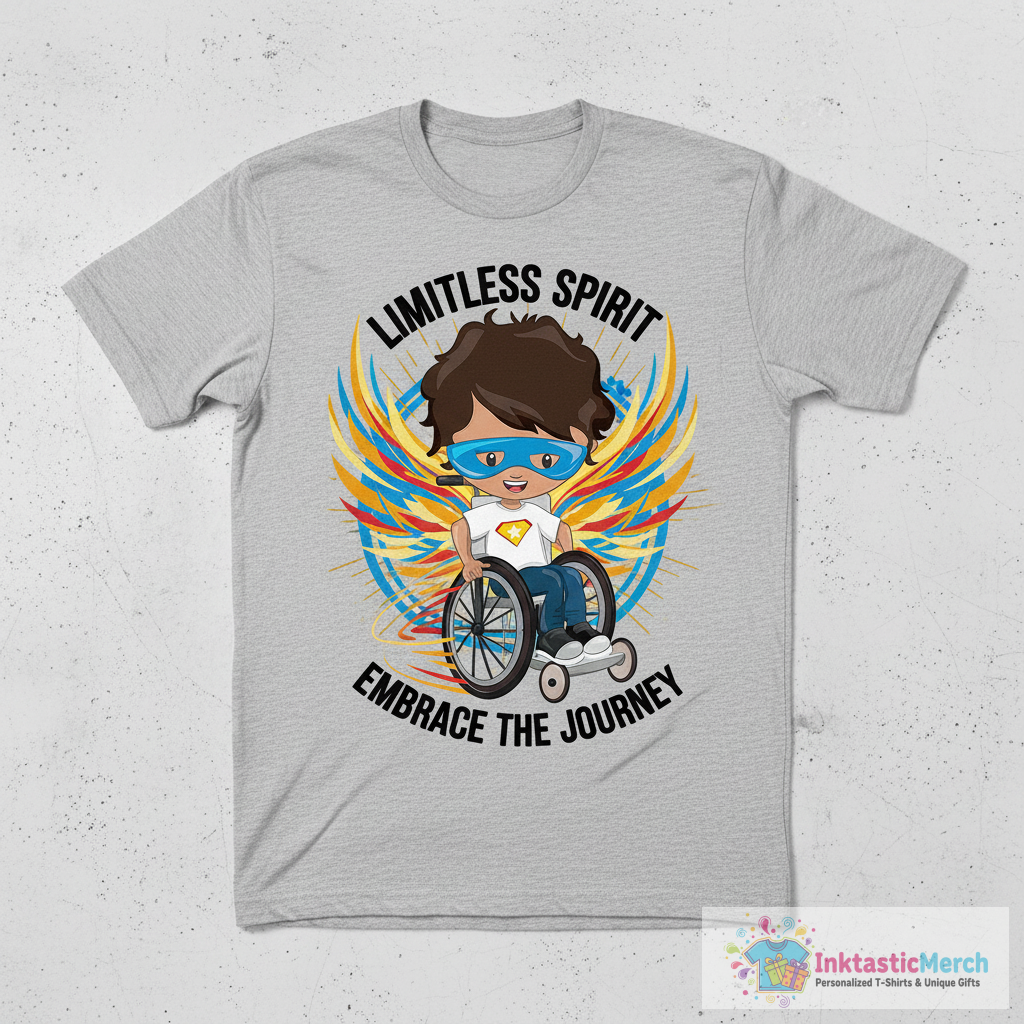 Boy In Wheelchair, Superhero Boy, Latino Boy T-Shirt 1 Boy In Wheelchair, Superhero Boy, Latino Boy T-Shirt