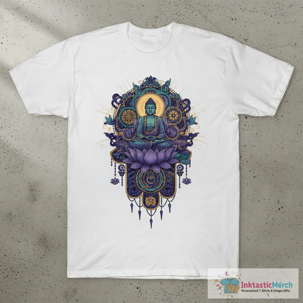 Buddha Hamsa - Shadow Black Variant T-Shirt 1 Buddha Hamsa - Shadow Black Variant T-Shirt