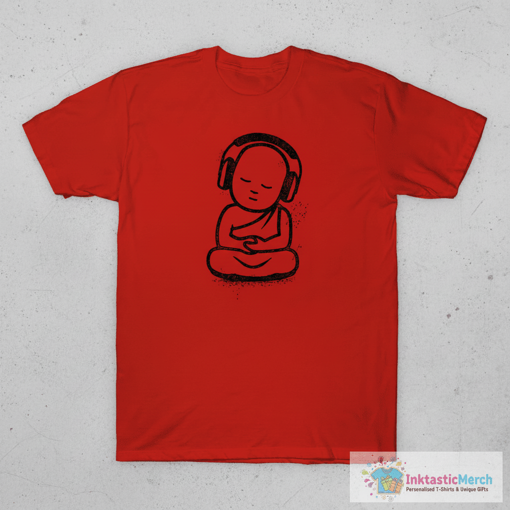 Buddha Headphones - Buddhist Monk DJ T-Shirt 1 Buddha Headphones - Buddhist Monk DJ T-Shirt