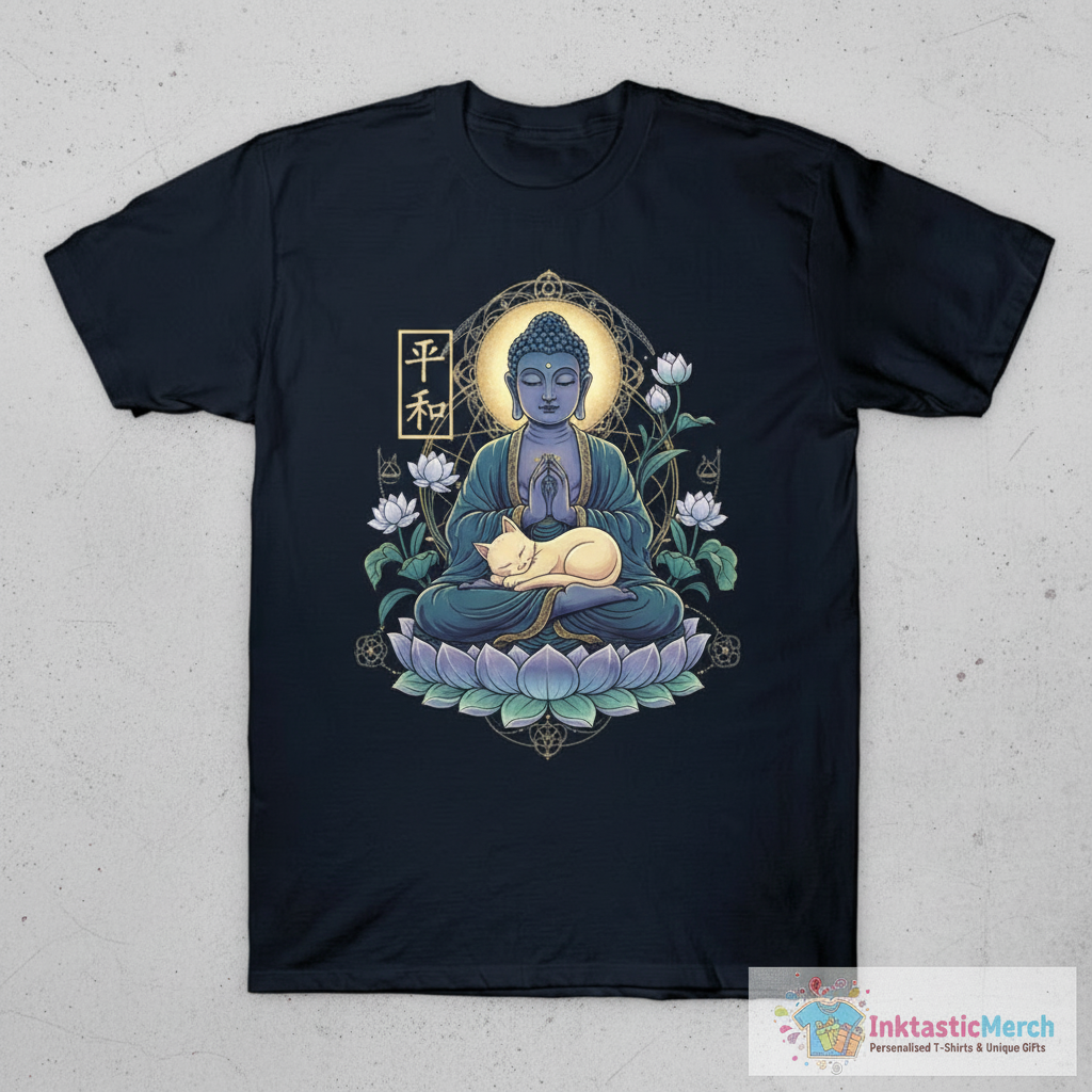 Cat Meditation Buddhism Buddha by Tobe Fonseca T-Shirt 1 Cat Meditation Buddhism Buddha by Tobe Fonseca T-Shirt