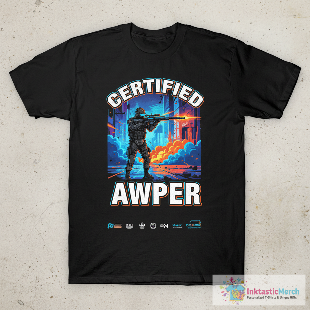 Certified Awper Sniper AWP Gaming T-Shirt 1 Certified Awper Sniper AWP Gaming T-Shirt