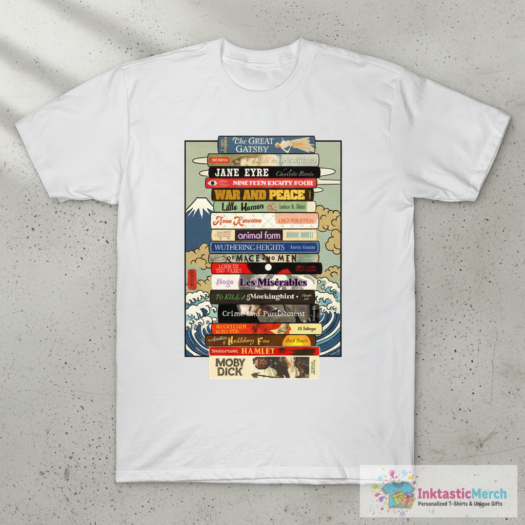 Classic Literature Books Stack T-Shirt 1 Classic Literature Books Stack T-Shirt