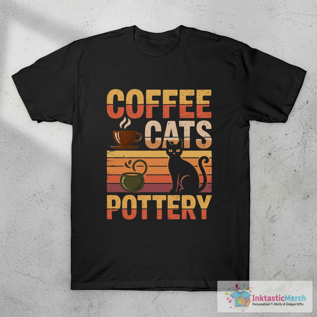 Coffee Cats Pottery Funny Pottery T-Shirt 1 Coffee Cats Pottery Funny Pottery T-Shirt