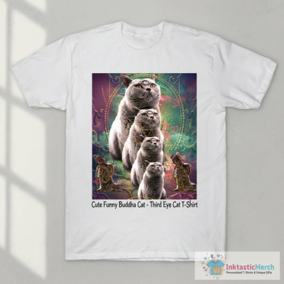 Cute Funny Buddha Cat - Third Eye Cat T-Shirt