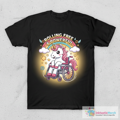 Cute Kawaii Unicorn In A Wheelchair - Handicap Awareness Unicorn T-Shirt
