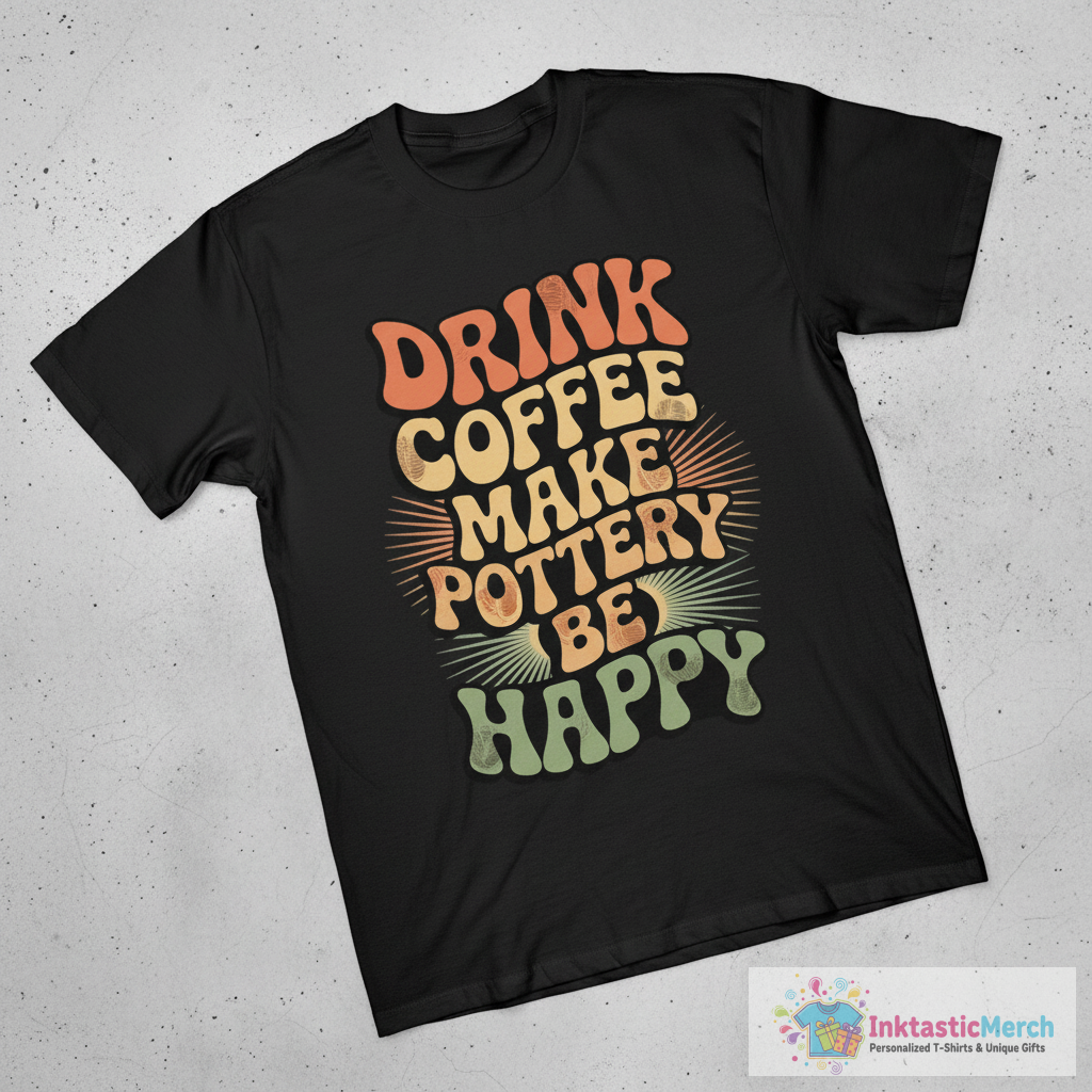 Drink Coffee Make Pottery Be Happy T-Shirt 1 Drink Coffee Make Pottery Be Happy T-Shirt