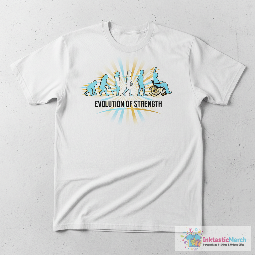 'Evolution Of Wheelchair' Hilarous Wheelchair Gift T-Shirt 1 'Evolution Of Wheelchair' Hilarous Wheelchair Gift T-Shirt