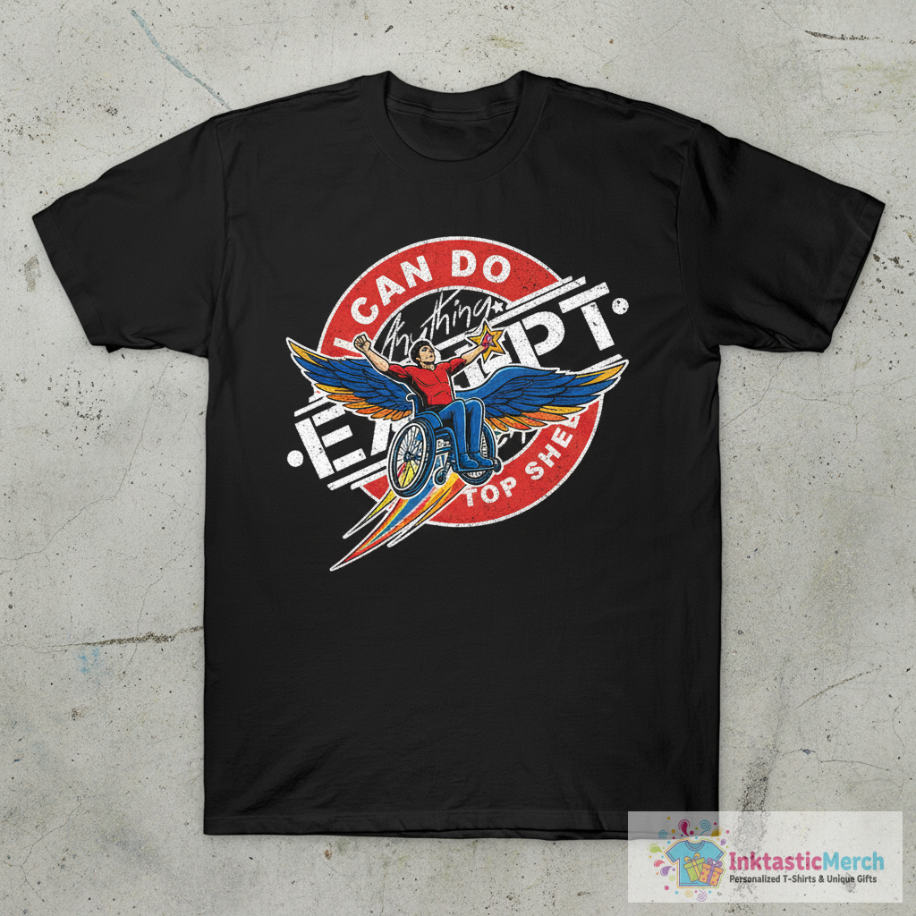 'Except Reach The Top Shelf' Hilarous Wheelchair Gift T-Shirt 1 'Except Reach The Top Shelf' Hilarous Wheelchair Gift T-Shirt