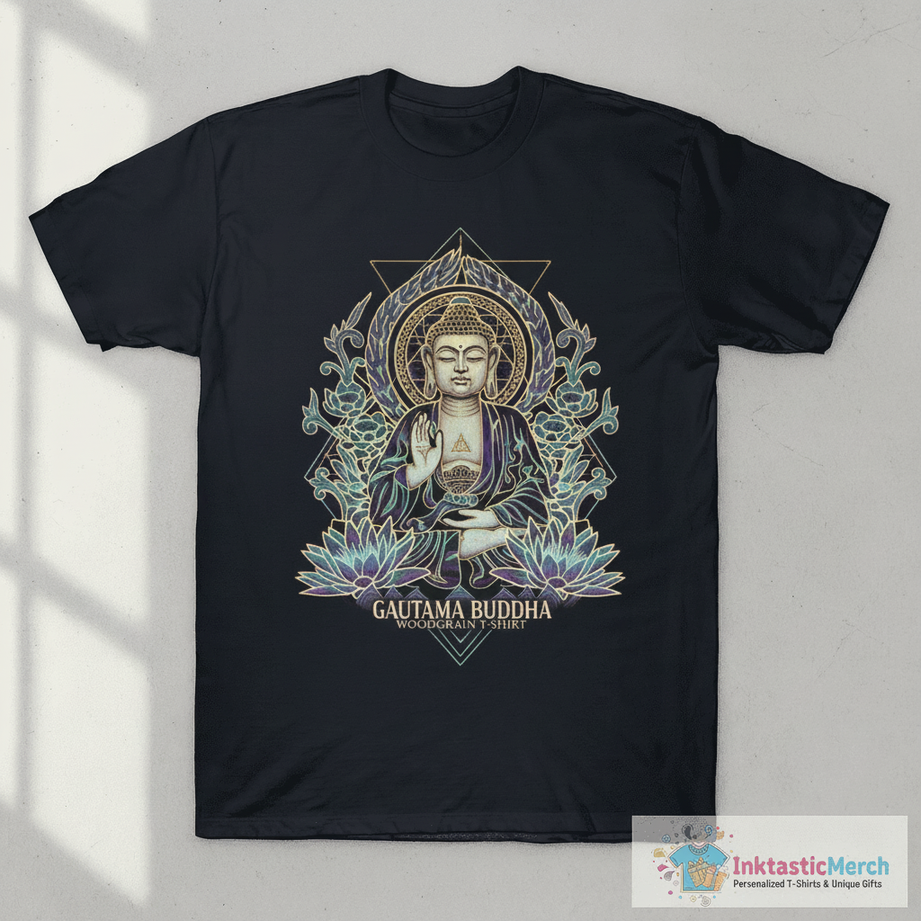 Gautama Buddha Woodgrain T-Shirt 1 Gautama Buddha Woodgrain T-Shirt