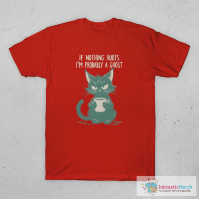 Ghost Cat Quote - Sarcastic Coffee Lover Humor Digital Design Angry Pet Meme Sublimation Gothic Halloween Tired Mood Graphic Art POD T-Shirt