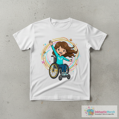 Girl In Wheelchair, Cute Girl, Brown Hair T-Shirt
