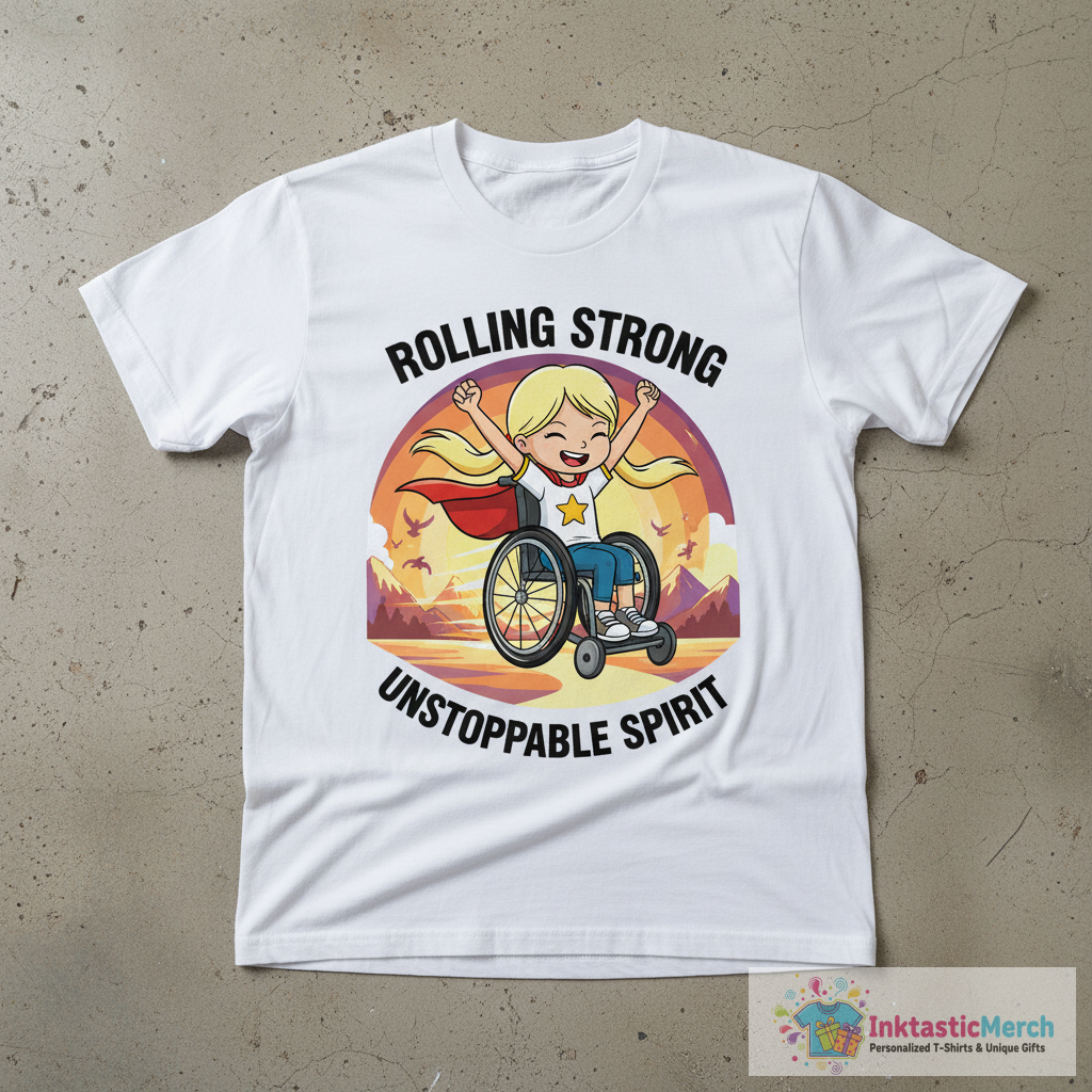 Girl In Wheelchair, Superhero Girl, Blonde Hair T-Shirt 1 Girl In Wheelchair, Superhero Girl, Blonde Hair T-Shirt