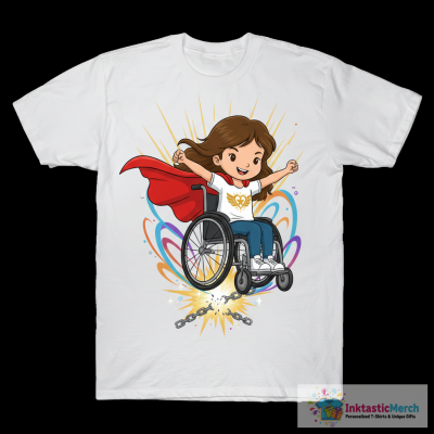 Girl In Wheelchair, Superhero Girl, Brown Hair T-Shirt