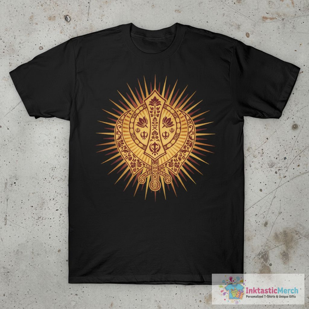 Golden Sikh Khanda symbol T-Shirt 1 Golden Sikh Khanda symbol T-Shirt