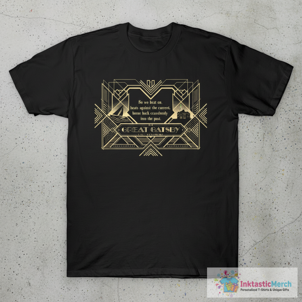 Great Gatsby Scott Fitzgerald Book Tribute T-Shirt 1 Great Gatsby Scott Fitzgerald Book Tribute T-Shirt