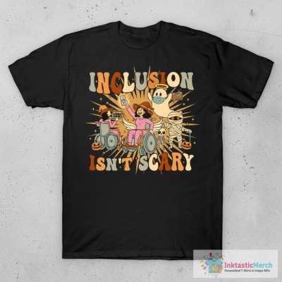 Halloween Slp Sped Teacher Groovy Inclusion Isnt Scary T-Shirt