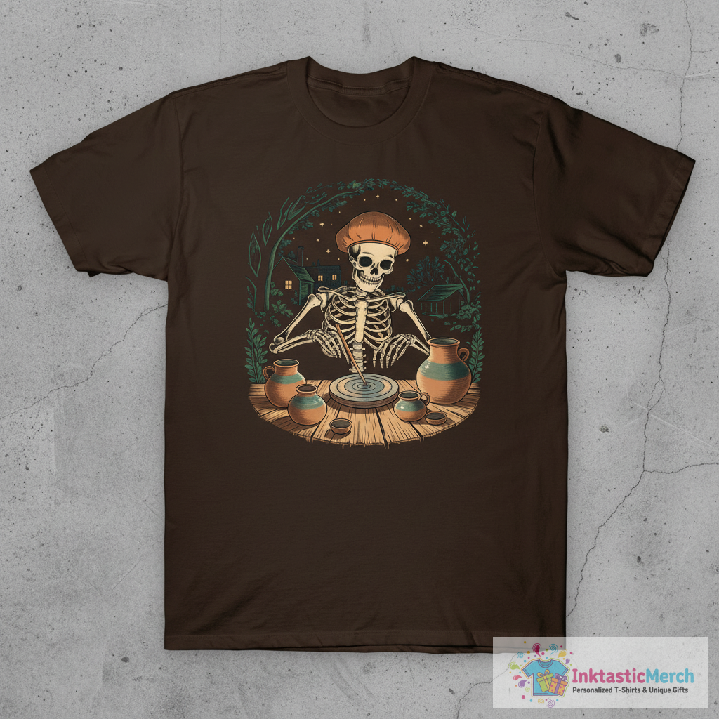 Halloween Spooky Skeleton Clay Pottery Maker T-Shirt 1 Halloween Spooky Skeleton Clay Pottery Maker T-Shirt