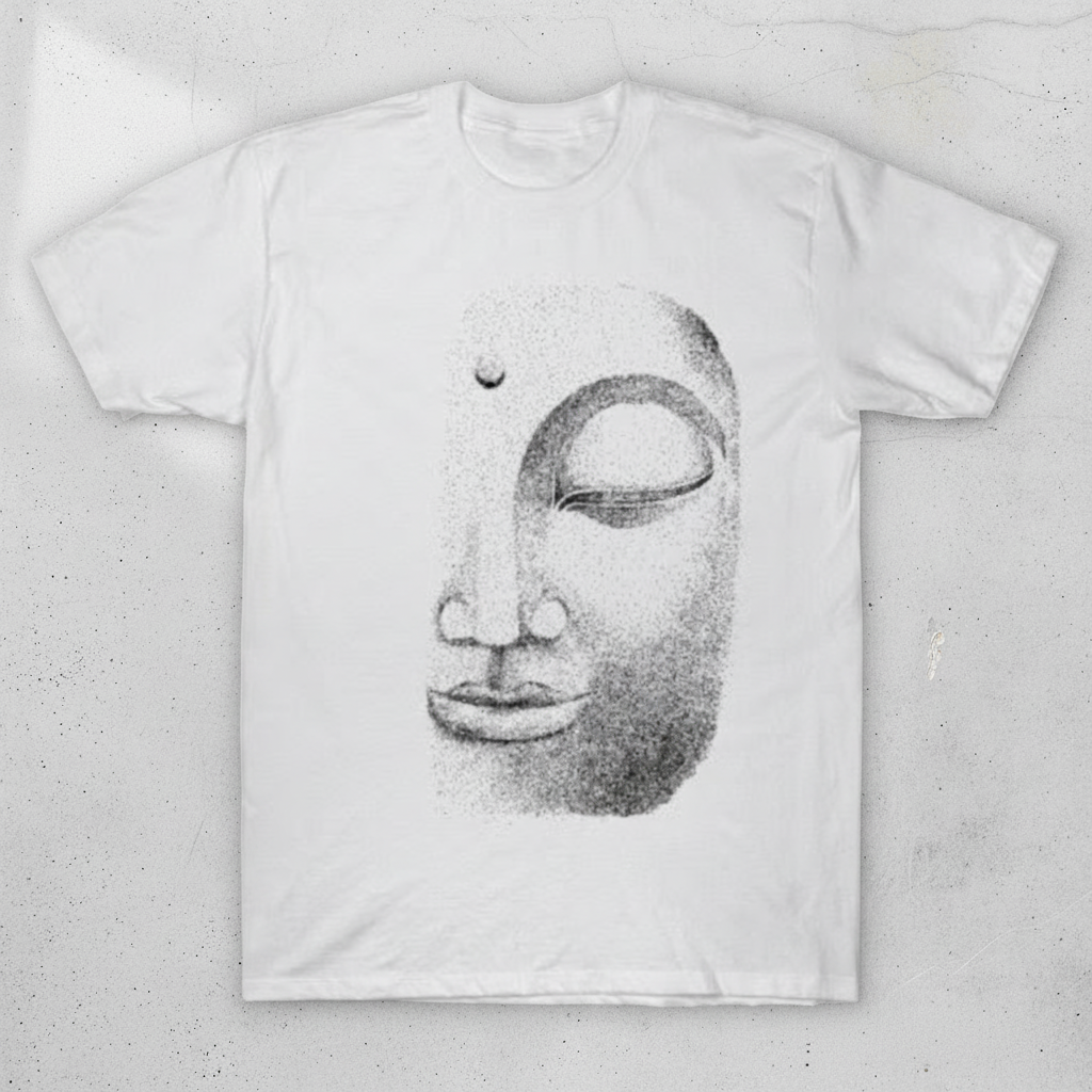 Hand drawn Buddha Face using dotwork T-Shirt 1 Hand drawn Buddha Face using dotwork T-Shirt