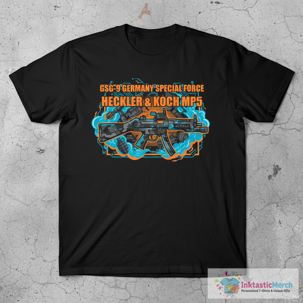 Hecker and koch mp5 T-Shirt 1 Hecker and koch mp5 T-Shirt