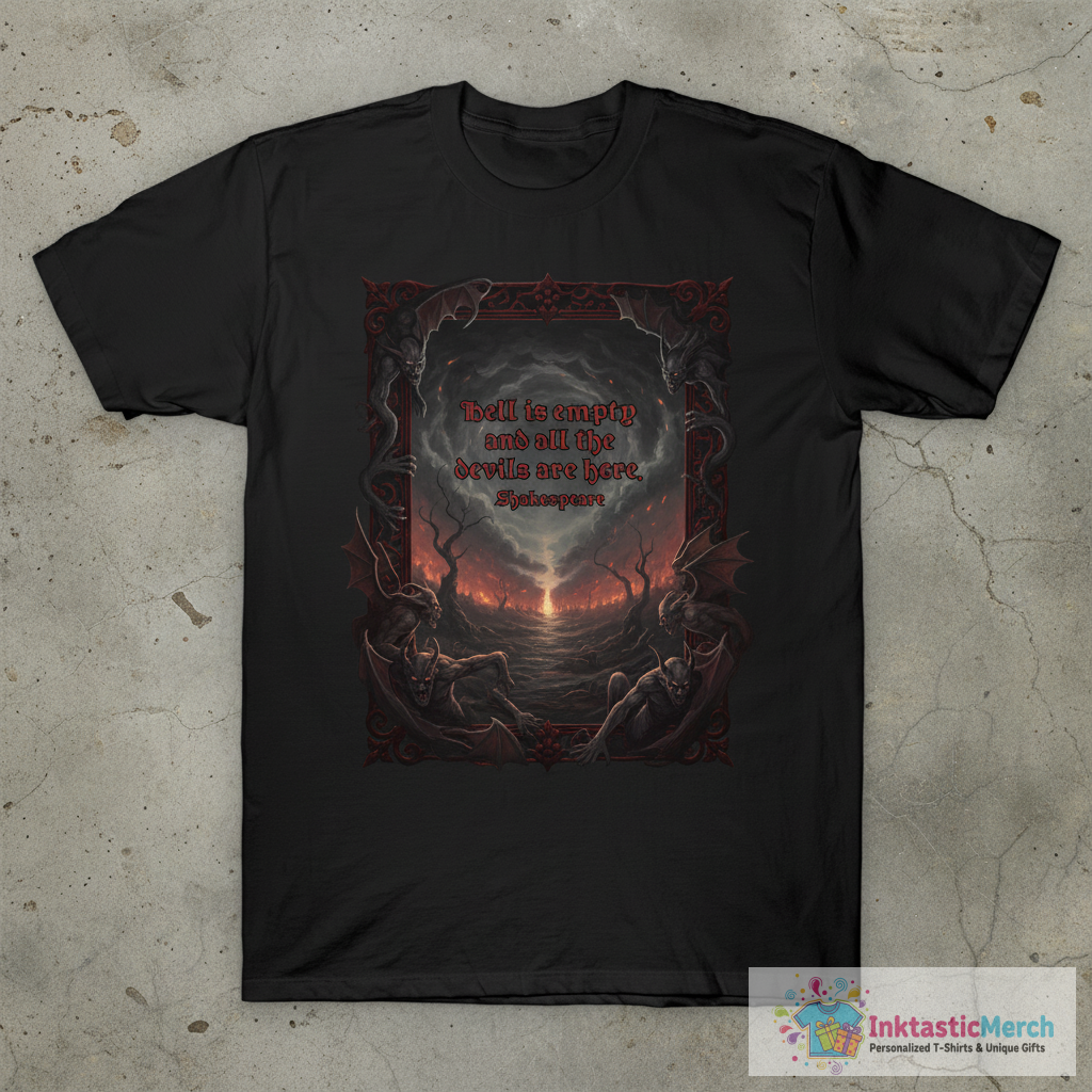 Hell Is Empty Shakespeare Quote T-Shirt 1 Hell Is Empty Shakespeare Quote T-Shirt