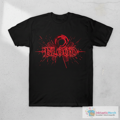 Horror Blood Splash Gothic Typography POD Design T-Shirt