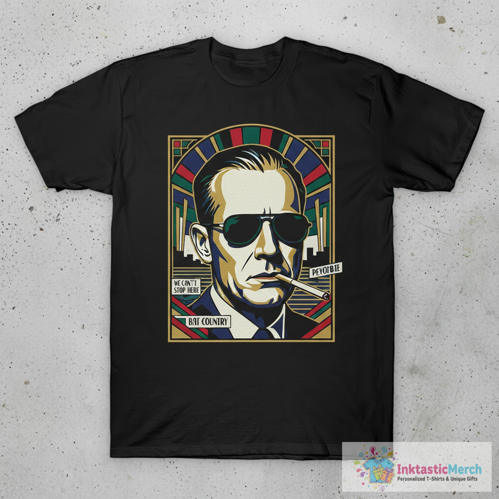 Hunter S Thompson Fear and Loathing in Las Vegas text portrait T-Shirt 1 Hunter S Thompson Fear and Loathing in Las Vegas text portrait T-Shirt