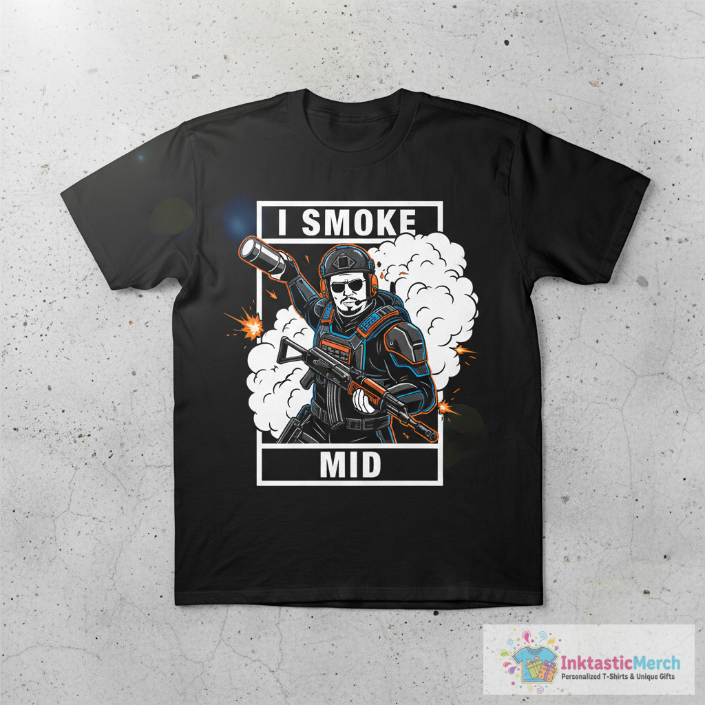 I Smoke Mid CSGO Terrorist Funny Gaming Meme T-Shirt 1 I Smoke Mid CSGO Terrorist Funny Gaming Meme T-Shirt