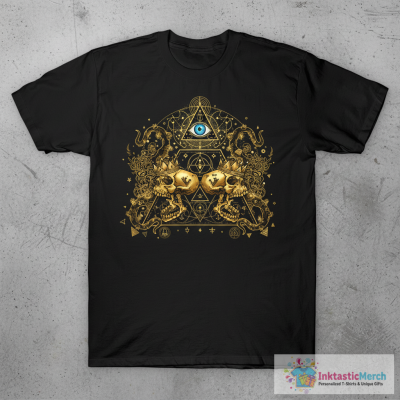 ILLUMINATI OCCULT SECRET SCULLS T-Shirt