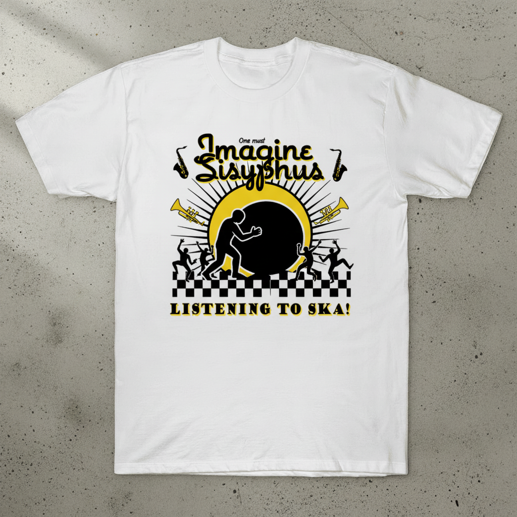 Imagine Sisyphus Listening to Ska T-Shirt 1 Imagine Sisyphus Listening to Ska T-Shirt