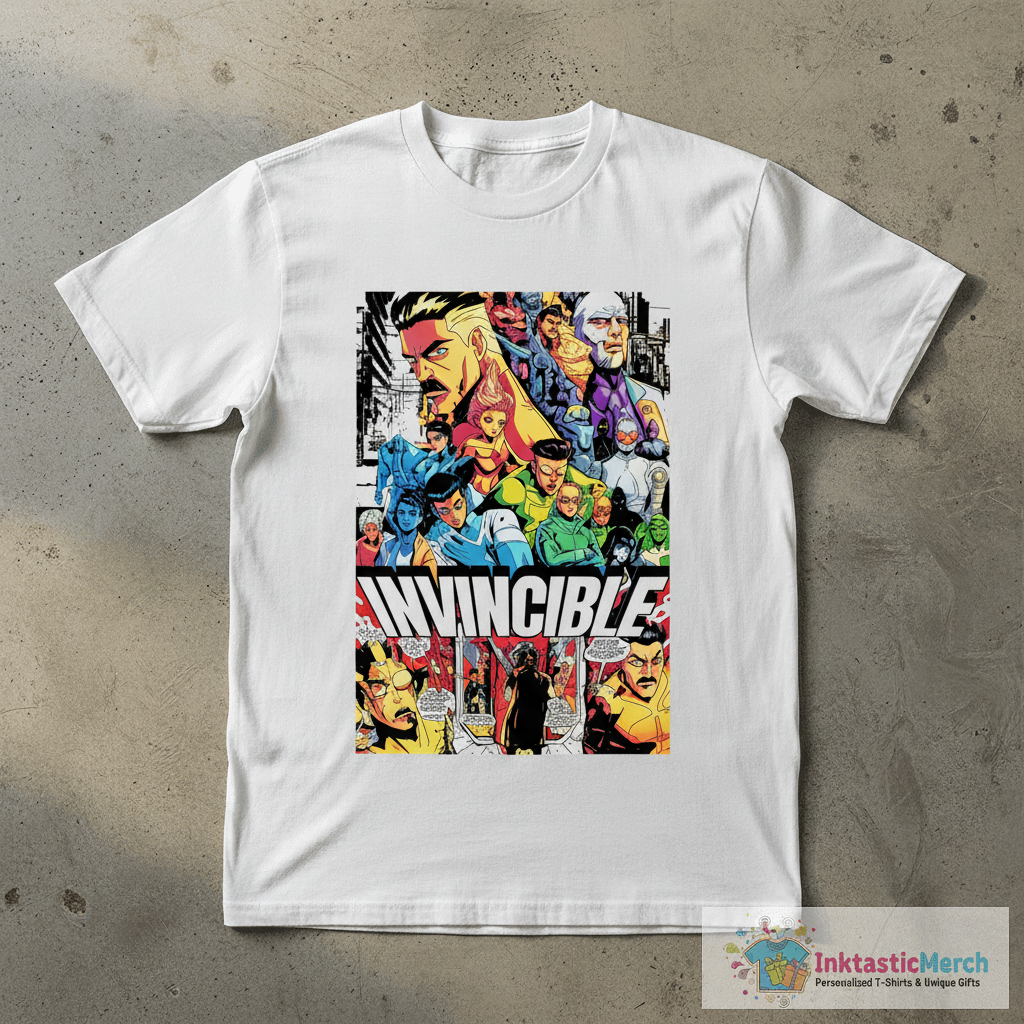 Invincible Manga Poster BW T-Shirt 1 Invincible Manga Poster BW T-Shirt