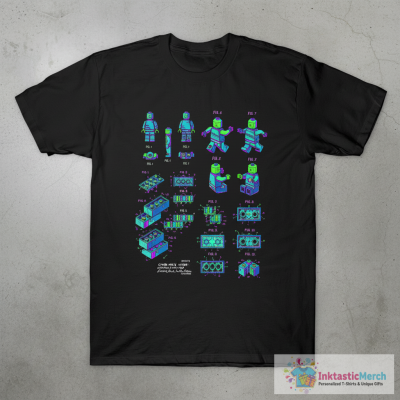 Lego Bricks And Lego Man Patent Prints T-Shirt