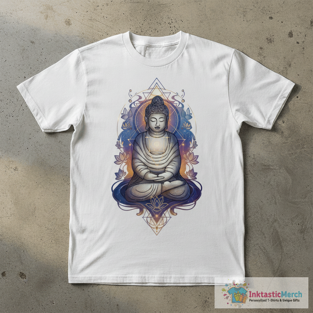 Meditating Buddha in the Garden T-Shirt 1 Meditating Buddha in the Garden T-Shirt