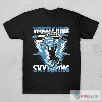 Mens Skydiver Wheelchair Parachuting Sky Surfing Skydiving T-Shirt