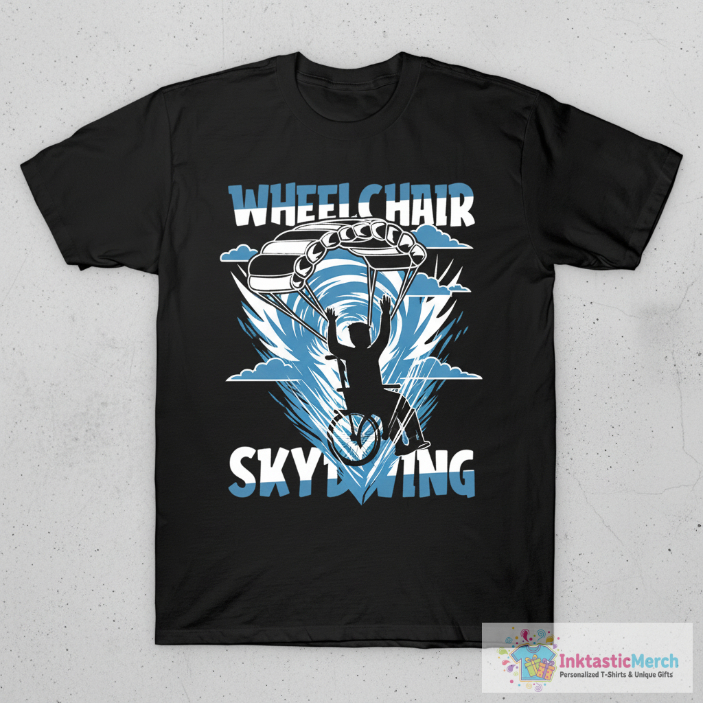 Mens Skydiver Wheelchair Parachuting Sky Surfing Skydiving T-Shirt 1 Mens Skydiver Wheelchair Parachuting Sky Surfing Skydiving T-Shirt