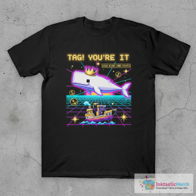 Moby Dick Whale Ship And Game of Tag Gold Foil T-Shirt