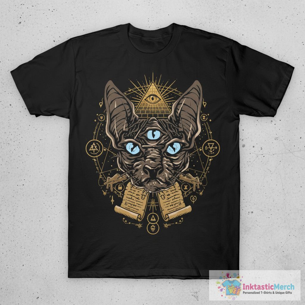 Mystical Cat with Third Eye Open T-Shirt 1 Mystical Cat with Third Eye Open T-Shirt