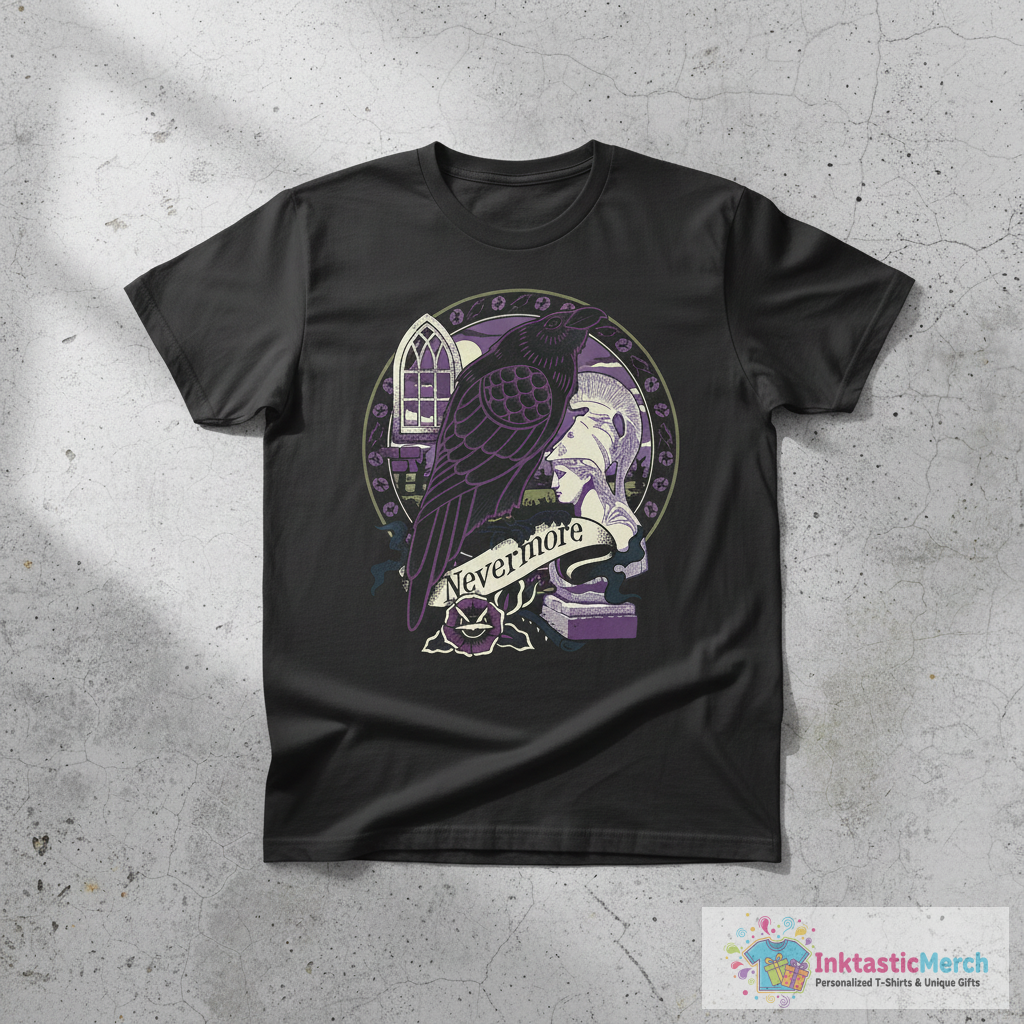 Nevermore - Goth - Edgar Allan Poe - Raven - Horror T-Shirt 1 Nevermore - Goth - Edgar Allan Poe - Raven - Horror T-Shirt